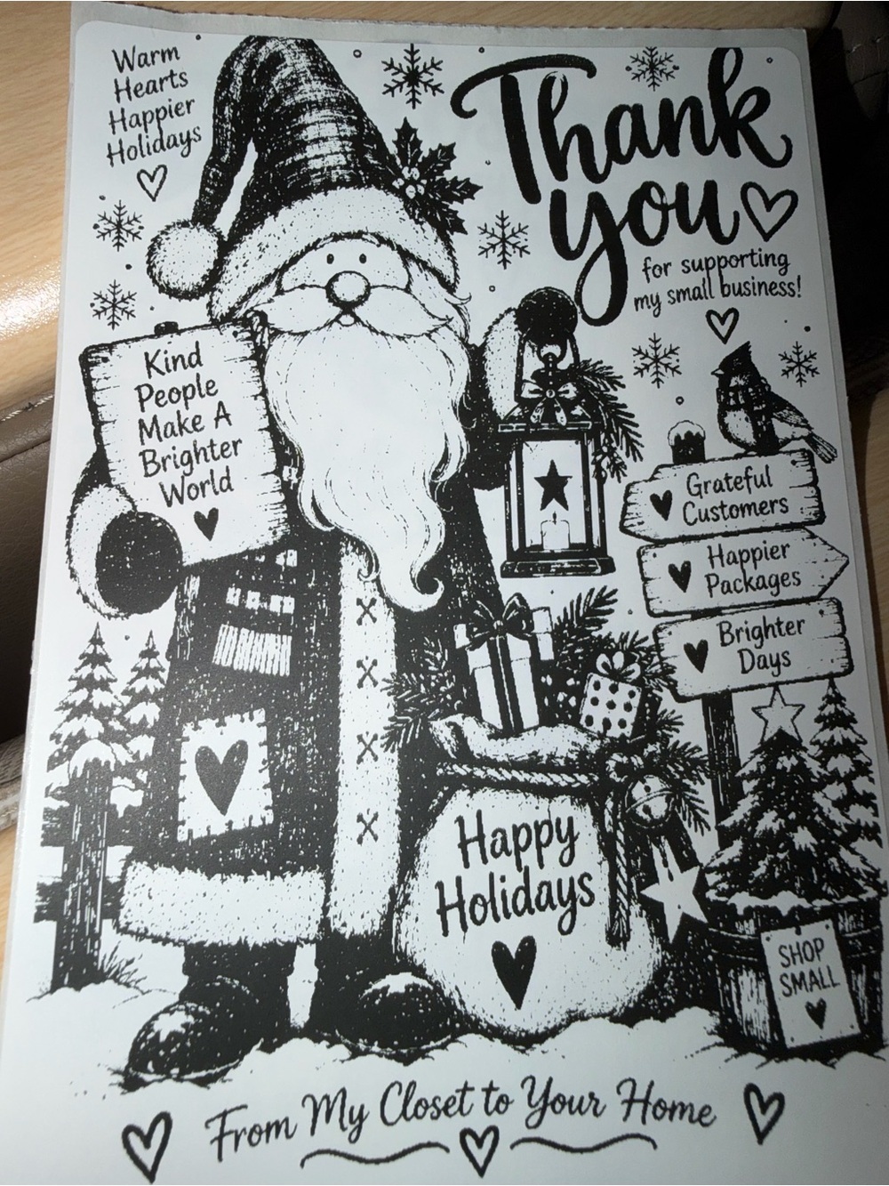Thank You Happy Holidays Santa Sticker 50 count 4x6